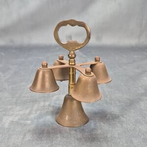 Vintage Brass Bell Alter Hand Bell Sanctuary Communion Church Bells Set of 5